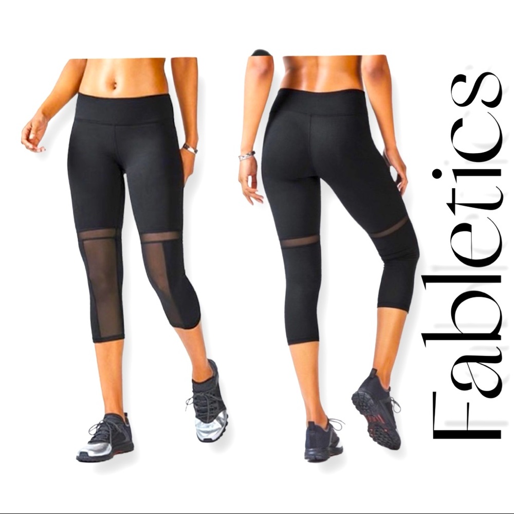 Fabletics Zoey Black Mesh Panel Compression Capri